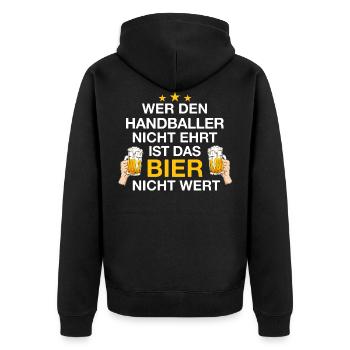 Handball Handballer Handballspieler Sport Spruch - Unisex Premium Bio Zip Hoodie - Schwarz - Hinten - Nico (187cm)