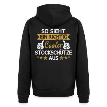 Stockschießen Eisstockschießen Eisstock Spruch - Unisex Premium Bio Zip Hoodie - Schwarz - Hinten - Nico (187cm)