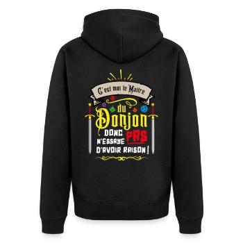 C'est moi le maître du donjon ... - Veste à capuche bio Premium Unisexe - noir - Dos - Nico (187cm)