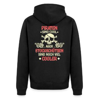 Stockschießen Eisstockschießen Eisstock Spruch - Unisex Premium Bio Zip Hoodie - Schwarz - Hinten - Nico (187cm)