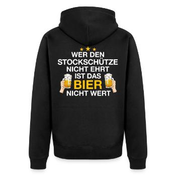 Stockschießen Eisstockschießen Eisstock Spruch - Unisex Premium Bio Zip Hoodie - Schwarz - Hinten - Nico (187cm)