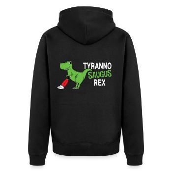 Tyranno Saugus Rex Dinosaurier - Unisex Premium Bio Zip Hoodie - Schwarz - Hinten - Nico (187cm)