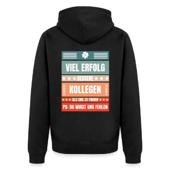 Lustiges Geschenk Abschied Arbeitskollegen - Unisex Premium Bio Zip Hoodie - Schwarz - Hinten - Nico (187cm)