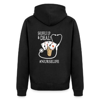Infirmière drôle Shuffle Up & Deal #Nurselife T Shirt G - Veste à capuche bio Premium Unisexe - noir - Dos - Nico (187cm)
