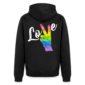 Love Peace Rainbow Gay Pride LGBT Lesbian Gay Prid - Veste à capuche bio Premium Unisexe - noir - Dos - Nico (187cm)