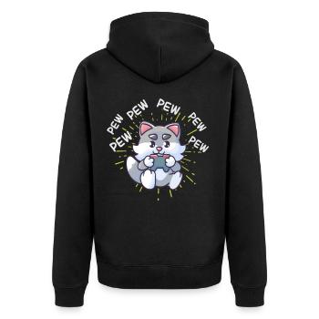 Console de jeu de jeux vidéo Pew Pew Gaming Cat - Veste à capuche bio Premium Unisexe - noir - Dos - Nico (187cm)