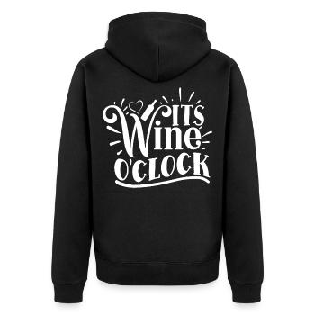 It's Wine O'clock Funny Quote - Unisex Premium Organic Zip Hoodie - black - Back - Nico (187cm)