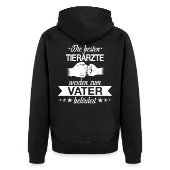 Tierarzt Tierärztin Tiere Vater Papa Beruf Spruch - Unisex Premium Bio Zip Hoodie - Schwarz - Hinten - Nico (187cm)
