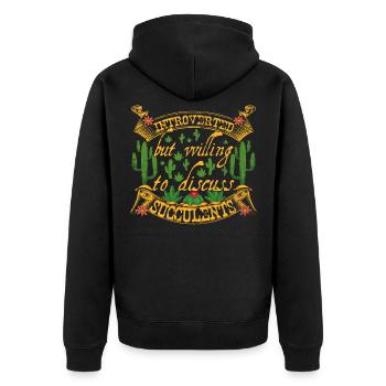 Entretien introverti et succulent sur le jardin des plantes succulentes - Veste à capuche bio Premium Unisexe - noir - Dos - Nico (187cm)