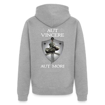 Croix des Templiers + Épée - Veste à capuche bio Premium Unisexe - gris chiné - Dos - Nico (187cm)