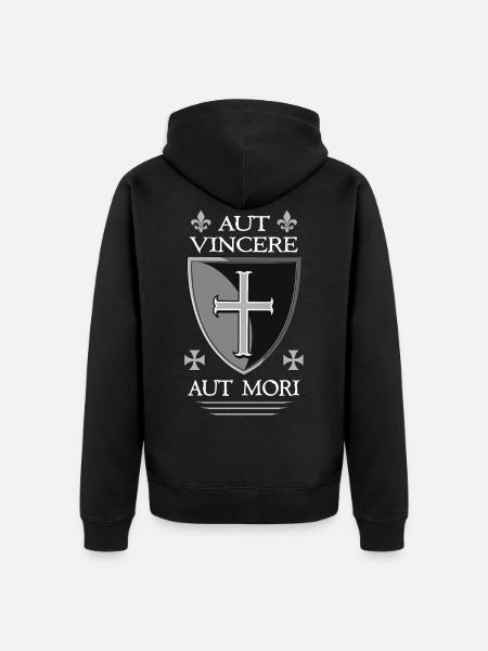 Templar Shield + templar quote - Unisex Premium Organic Zip Hoodie - black
