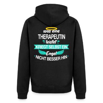 Therapeut Physiotherapeut Physio Beruf Spruch - Unisex Premium Bio Zip Hoodie - Schwarz - Hinten - Nico (187cm)