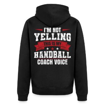 Handball Trainer - Unisex Premium Bio Zip Hoodie - Schwarz - Hinten - Nico (187cm)