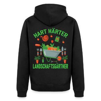 lustiger Hart Härter Landschaftsgärtner Lagabau Sp - Unisex Premium Bio Zip Hoodie - Schwarz - Hinten - Nico (187cm)