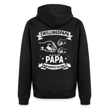 Zwillingspapa Papa Vater Zwillinge Geburt - Unisex Premium Bio Zip Hoodie - Schwarz - Hinten - Nico (187cm)