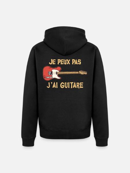 Je Peux Pas J'ai Guitare - Veste à capuche bio Premium Unisexe - noir
