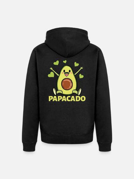 Papacado Papa Avocado Expectant Father - Unisex Premium Organic Zip Hoodie - black