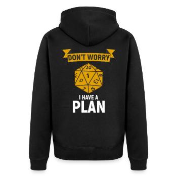 Don't Worry I have a Plan Pen and Paper RPG - Unisex Premium Bio Zip Hoodie - Schwarz - Hinten - Nico (187cm)