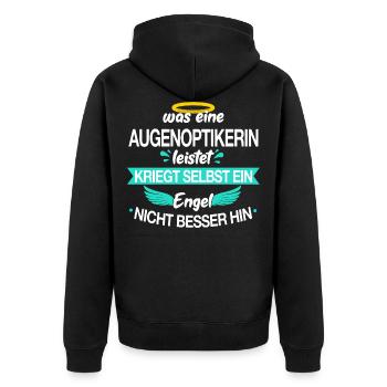 Optiker Optikerin Augenoptiker Beruf Spruch - Unisex Premium Bio Zip Hoodie - Schwarz - Hinten - Nico (187cm)