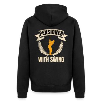 Golf Pensioner with swing - Unisex Premium Bio Zip Hoodie - Schwarz - Hinten - Nico (187cm)