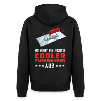 Fliesenlegen Für Fliesenleger Handwerker Lustiger - Unisex Premium Bio Zip Hoodie - Schwarz - Hinten - Nico (187cm)