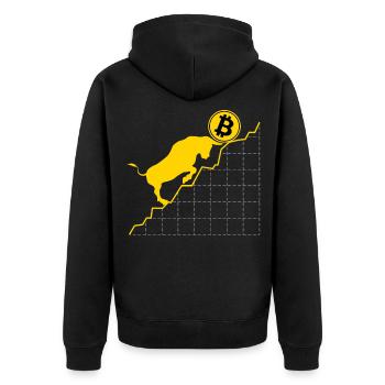 Krypto Für Bitcoin-Trader Blockchain Bitcoin - Unisex Premium Bio Zip Hoodie - Schwarz - Hinten - Nico (187cm)