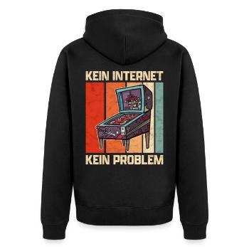 Pinball kein Internet Flipperautomat Arcade Spruch - Unisex Premium Bio Zip Hoodie - Schwarz - Hinten - Nico (187cm)