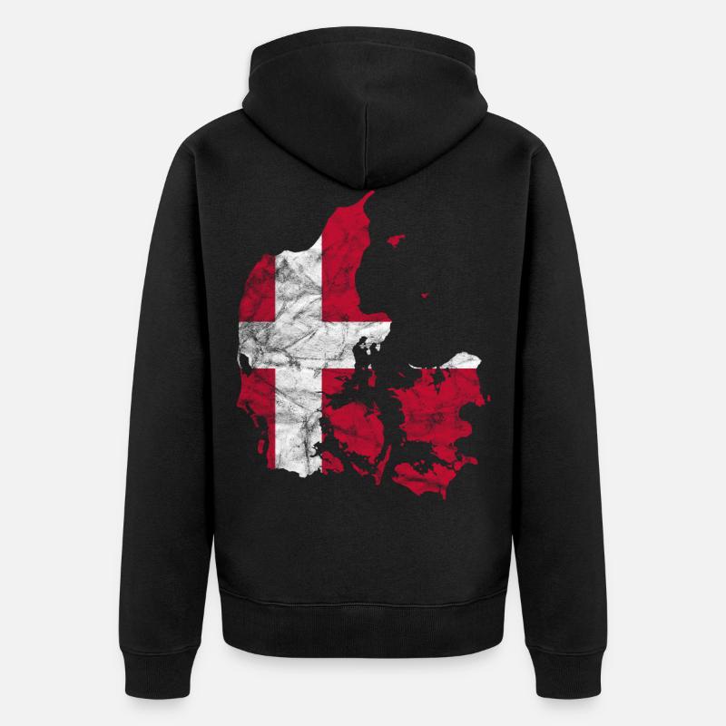 Danemark Drapeau danois Dannebrog Silhouette - Veste à capuche bio Premium Unisexe - noir