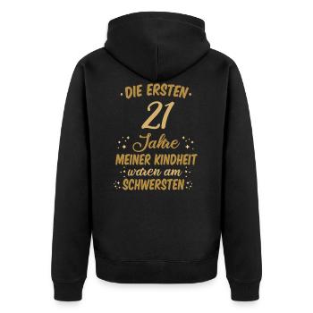 Geburtstag 21 Geburtstagskind Spruch Party - Unisex Premium Bio Zip Hoodie - Schwarz - Hinten - Nico (187cm)