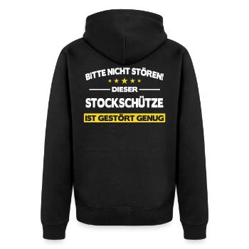 Stockschießen Eisstockschießen Eisstock Spruch - Unisex Premium Bio Zip Hoodie - Schwarz - Hinten - Nico (187cm)