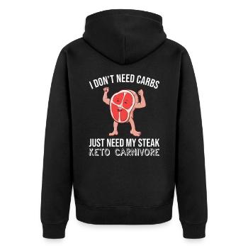 Keto Carnivore - Unisex Premium Organic Zip Hoodie - black - Back - Nico (187cm)