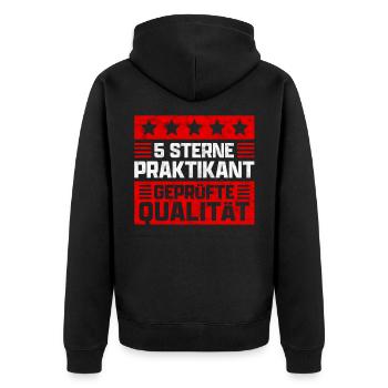 5 Sterne Praktikant lustiger Praktikanten Spruch - Unisex Premium Bio Zip Hoodie - Schwarz - Hinten - Nico (187cm)