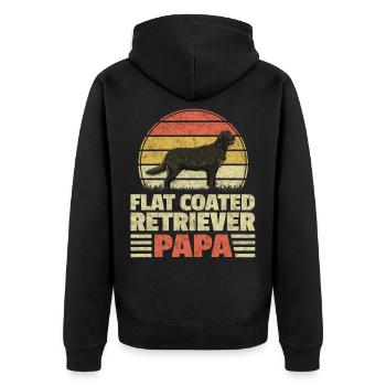 Flat Coated Retriever Papa Retriever Geschenk - Unisex Premium Bio Zip Hoodie - Schwarz - Hinten - Nico (187cm)