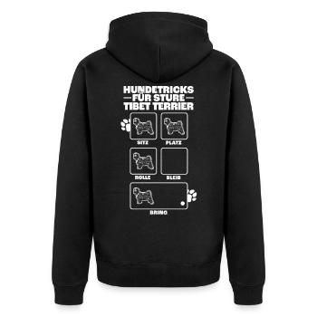 Tibet Terrier Hundetricks Terrier Hunde Geschenk - Unisex Premium Bio Zip Hoodie - Schwarz - Hinten - Nico (187cm)