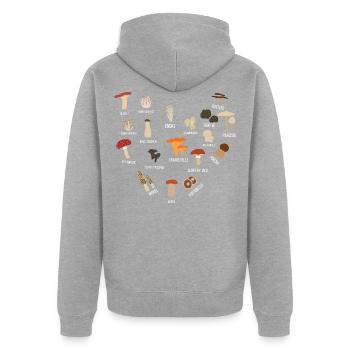 Pilzsammler - Unisex Premium Bio Zip Hoodie - Grau meliert - Hinten - Nico (187cm)