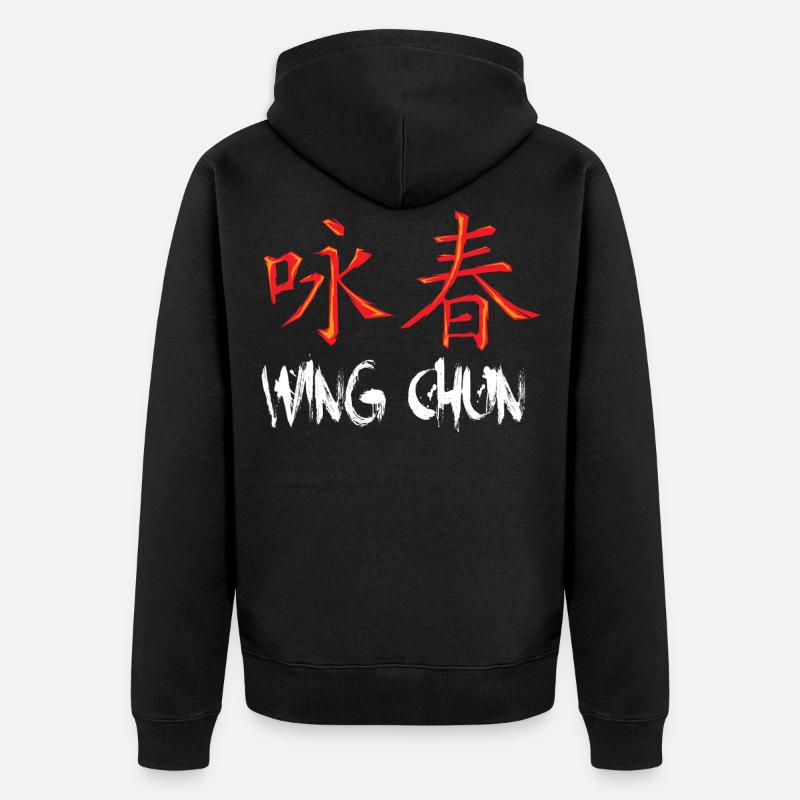 Wing chun Wingtsun caractères chinois - Veste à capuche bio Premium Unisexe - noir