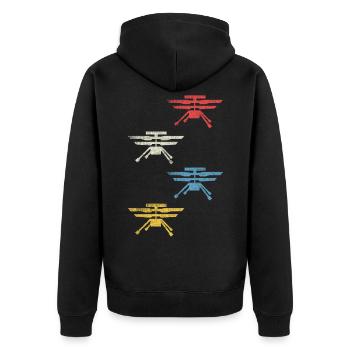 Retro Mars Helicopter - Space Space Flight Vintage - Unisex Premium Organic Zip Hoodie - black - Back - Nico (187cm)