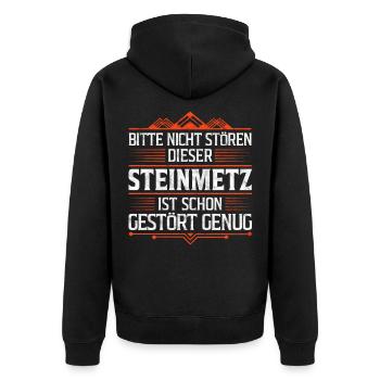 Den Steinmetz nicht stören Steinbildhauer Spruch - Unisex Premium Bio Zip Hoodie - Schwarz - Hinten - Nico (187cm)