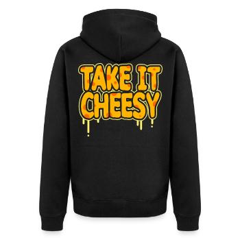 Käse - Unisex Premium Bio Zip Hoodie - Schwarz - Hinten - Nico (187cm)