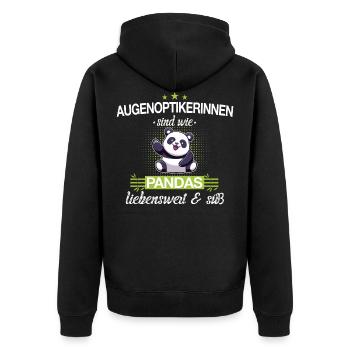 Optiker Optikerin Augenoptiker Beruf Spruch - Unisex Premium Bio Zip Hoodie - Schwarz - Hinten - Nico (187cm)