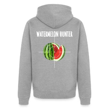 watermelon evolution développement un pastèque - Veste à capuche bio Premium Unisexe - gris chiné - Dos - Nico (187cm)