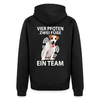 Jack Russell Terrier Hund Vier Pfoten Zwei Füße - Unisex Premium Bio Zip Hoodie - Schwarz - Hinten - Nico (187cm)