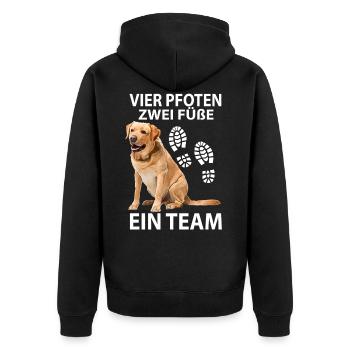 Labrador Hund Vier Pfoten Zwei Füße ein Team - Unisex Premium Bio Zip Hoodie - Schwarz - Hinten - Nico (187cm)