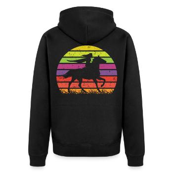 Unicorn Superheldin - Unisex Premium Bio Zip Hoodie - Schwarz - Hinten - Nico (187cm)