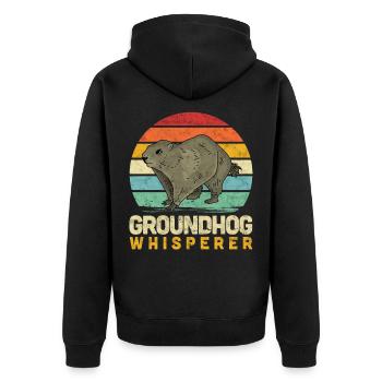 Marmot whisperer funny rodent saying - Unisex Premium Organic Zip Hoodie - black - Back - Nico (187cm)