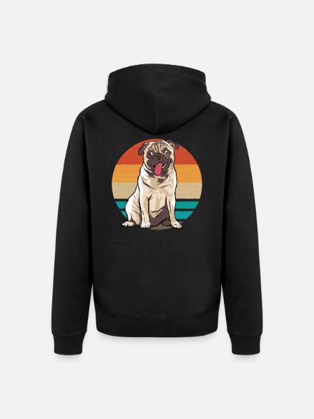 Pug Dog Vintage - Premium økologisk unisex-hættejakke - sort