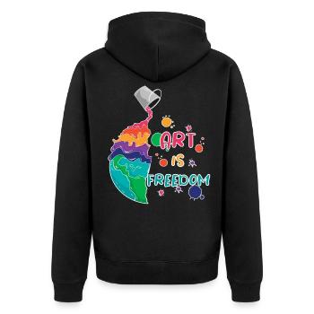 Artist - Art is Freedom - Unisex Premium Organic Zip Hoodie - black - Back - Nico (187cm)