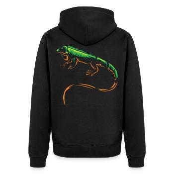 iguana - Unisex Premium Organic Zip Hoodie - black - Back - Nico (187cm)