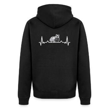 Honigdachs Herzschlag Dachs Geschenk - Unisex Premium Bio Zip Hoodie - Schwarz - Hinten - Nico (187cm)