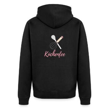 Küchenfee Geschenk für begeisterte Köchin - Unisex Premium Bio Zip Hoodie - Schwarz - Hinten - Nico (187cm)